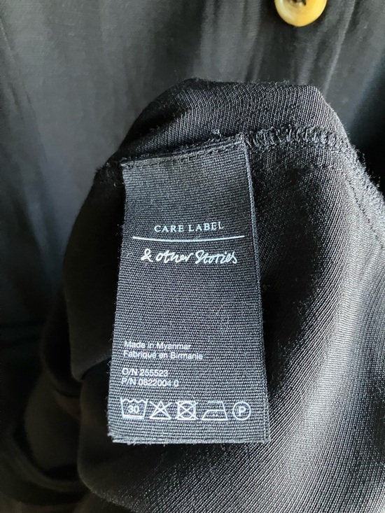 & Other Stories Black Flowy Long Sleeve Shirtdress Size 8 Mini Boho Minimalist - Picture 8 of 11